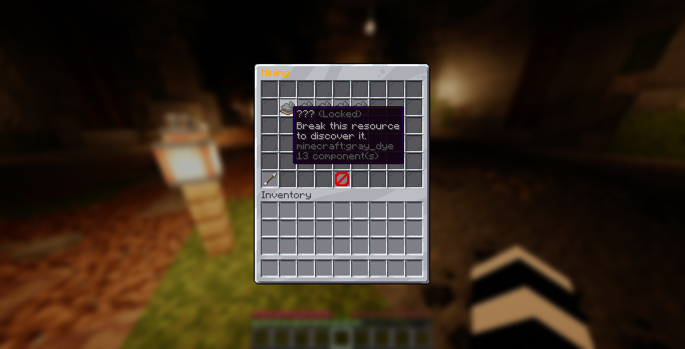 Hovering a locked Mining resource, which hides its name and shows an unlock hint